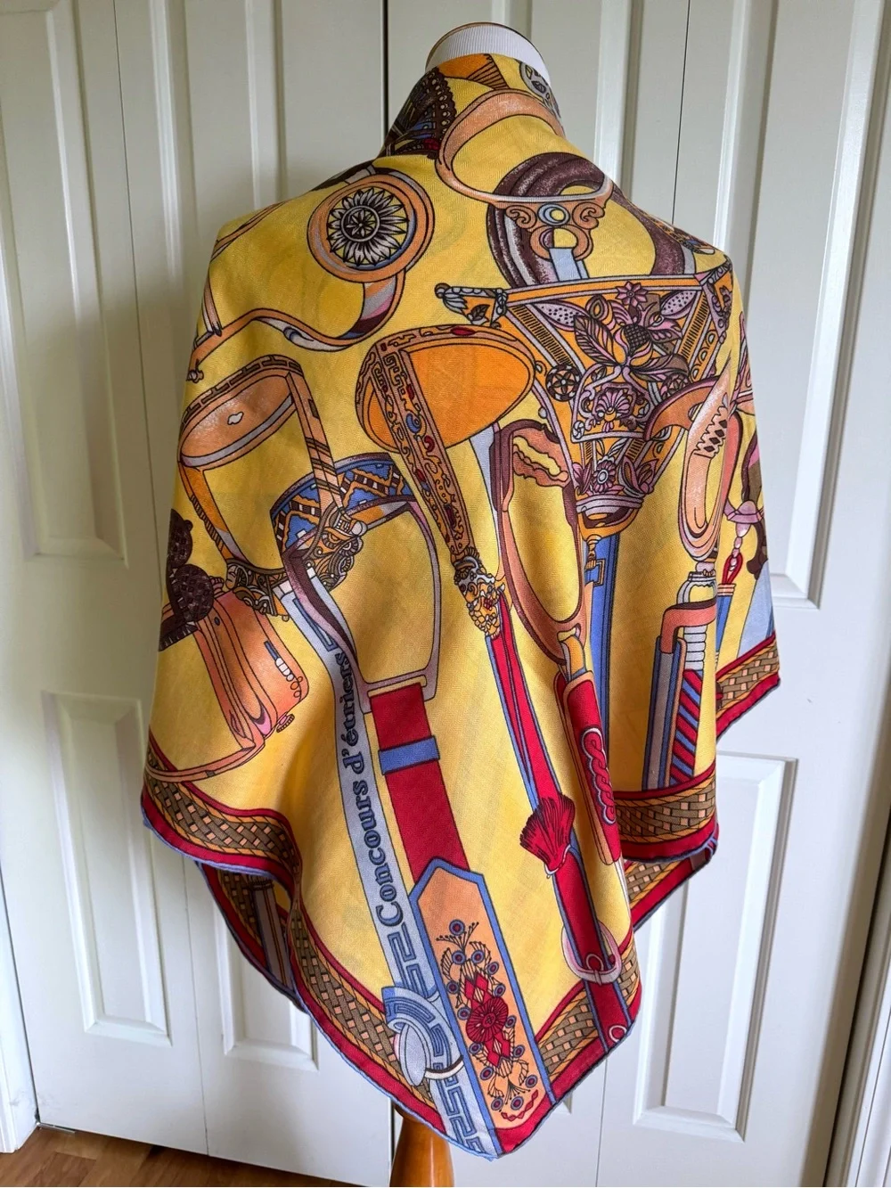 HERMES Yellow/Multicolor Cashmere/Silk Wrap Scarf 140